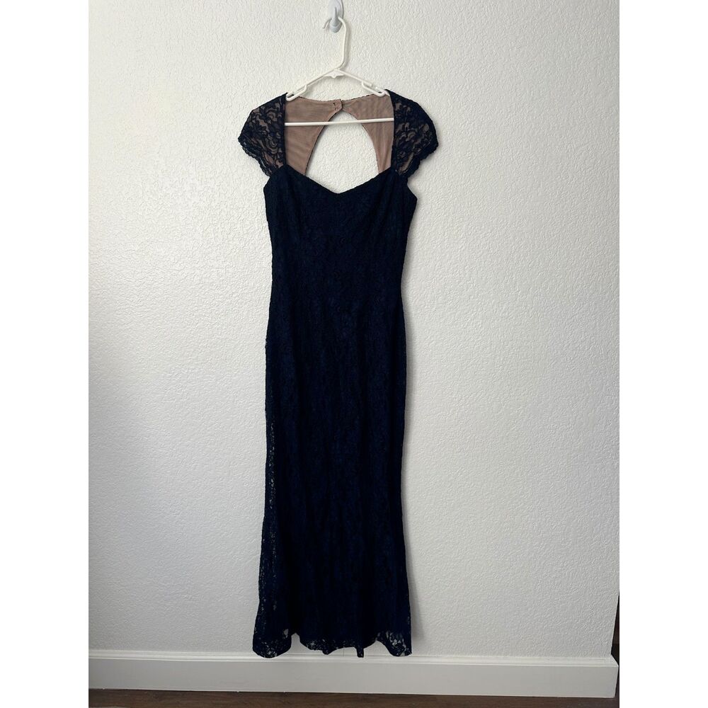 Lauren Ralph Lauren Navy Lace Overlay Evening Gown Size 12